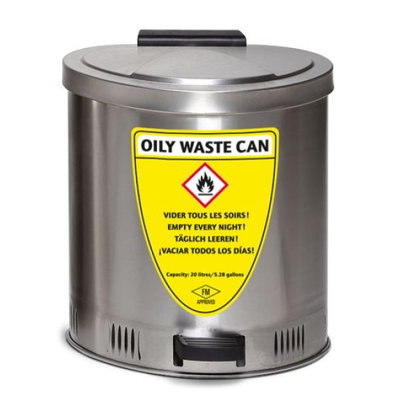 Poubelle de sécurité 20 l, inox, avec couvercle à fermeture amortie-Lire la description