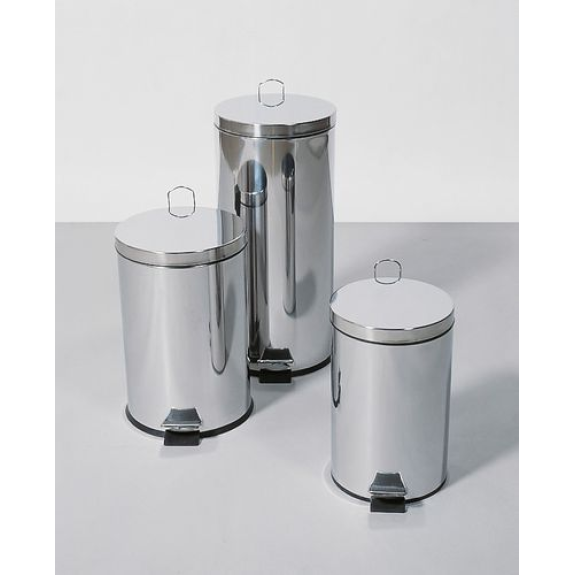 Poubelle à pédale, inox, ronde, 12 litres-Lire la description