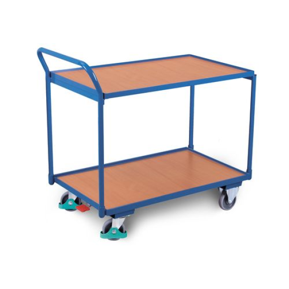 Servante classic-line, 2 plateaux / rebord, pneus TPE, ErgoStop, timon arrondi, 835x490 mm Servante classic-line, 2 plateaux / rebord, pneus TPE, ErgoStop, timon arrondi, 835x490 mm-Lire la description