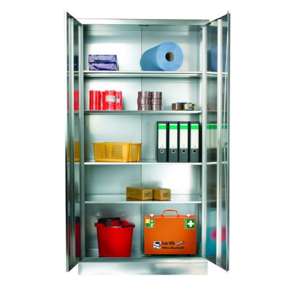 Armoire en inox avec 4 étagères, l 1000, P 600, H 1950 mm Armoire en inox avec 4 étagères, l 1000, P 600, H 1950 mm-Lire la description