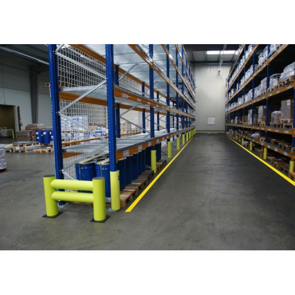 Protection anti-chocs Castra, en plastique, pour rayonnages, lime, planche double, L = 110 cm Protection anti-chocs Castra, en plastique, pour rayonnages, lime, planche double, L = 110 cm-Lire la description
