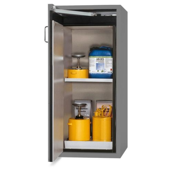 Armoire de sécurité coupe-feu G 600-F, avec charnières à gauche, grise-Lire la description