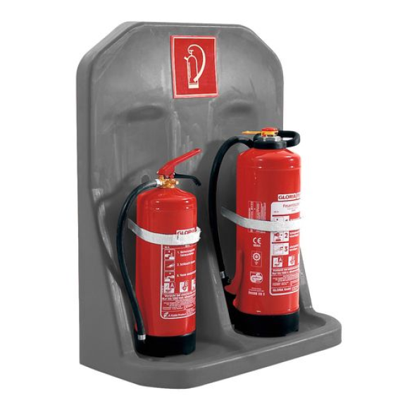 Support mural pour extincteur, pour 2 bouteilles, gris foncé-Lire la description