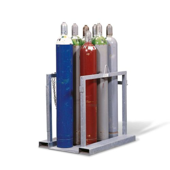 Support de transport pour bouteilles de gaz, en acier, pour 8 bouteilles, avec barres de sécurité Support de transport pour bouteilles de gaz, en acier, pour 8 bouteilles, avec barres de sécurité-Lire la description