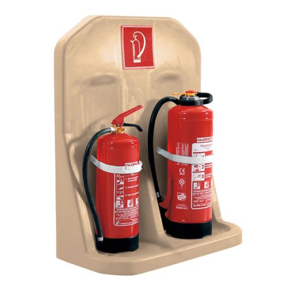 Support mural pour extincteur, pour 2 bouteilles, beige-Lire la description