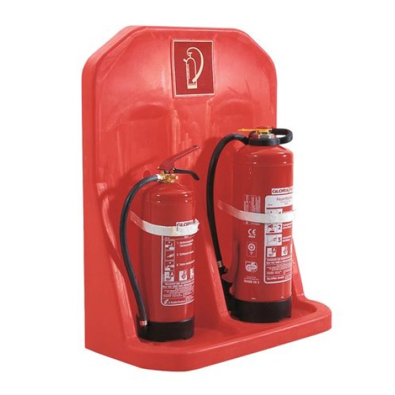 Support mural pour extincteur, pour 2 bouteilles, rouge Support mural pour extincteur, pour 2 bouteilles, rouge-Lire la description