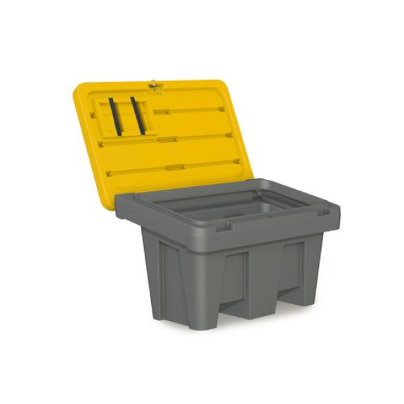 Bac à sable / sel type GB 150 en polyéthylène (PE), 150 litres, couvercle jaune-Lire la description