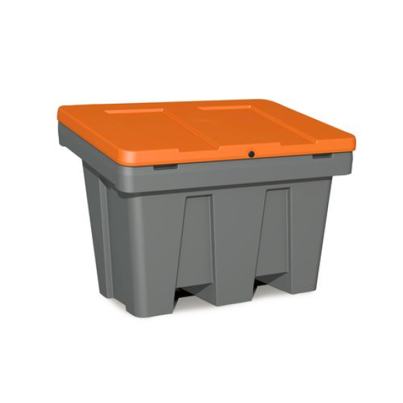 Bac à sable / sel type GB 300 en polyéthylène (PE), 300 litres, couvercle orange Bac à sable / sel type GB 300 en polyéthylène (PE), 300 litres, couvercle orange-Lire la description