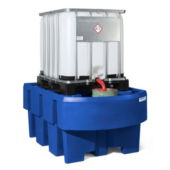 Bac de rétention classic-line en polyéthylène (PE) pour 1 cuve de 1000 l, surface de soutirage Bac de rétention classic-line en polyéthylène (PE) pour 1 cuve de 1000 l, surface de soutirage-Lire la description