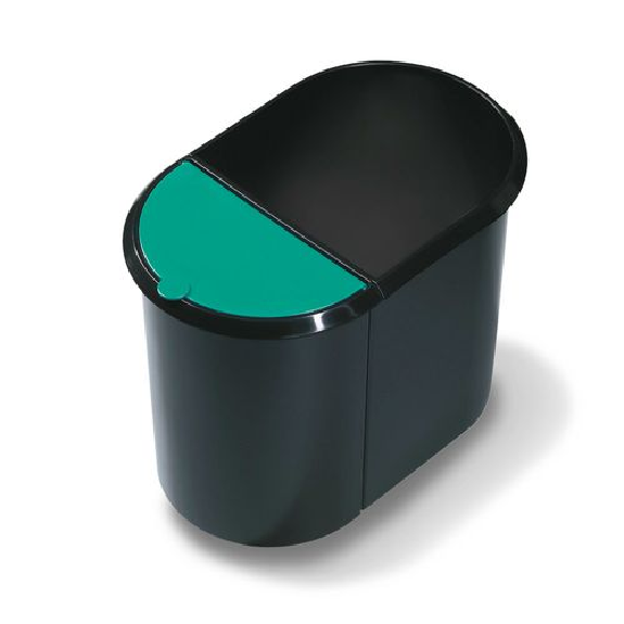 Corbeille Duo, avec compartiment principal et bac latéral, 29 litres, noir/bleu Corbeille Duo, avec compartiment principal et bac latéral, 29 litres, noir/bleu-Lire la description