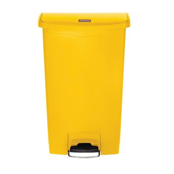 Poubelle en polyéthylène (PE), avec pédale sur la largeur, 68 litres, jaune Poubelle en polyéthylène (PE), avec pédale sur la largeur, 68 litres, jaune-Lire la description