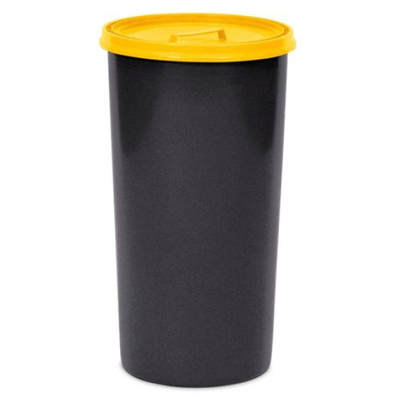 Poubelle ronde en polyéthylène (PE), avec couvercle, 60 litres, anthracite-Lire la description