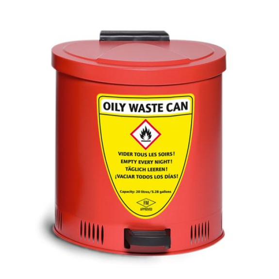 Poubelle de sécurité 20 l, en acier, rouge, avec couvercle à fermeture amortie Poubelle de sécurité 20 l, en acier, rouge, avec couvercle à fermeture amortie-Lire la description