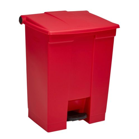 Poubelle en polyéthylène (PE), couvercle auto-fermant, 45 litres, rouge-Lire la description