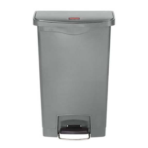 Poubelle en polyéthylène (PE), avec pédale sur la largeur, 50 litres, grise Poubelle en polyéthylène (PE), avec pédale sur la largeur, 50 litres, grise-Lire la description