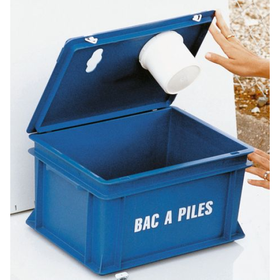Collecteur de piles usagées, 20 litres, en propylène-Lire la description