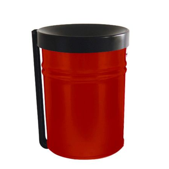 Poubelle antifeu, 16 litres, en acier, bleu-Lire la description