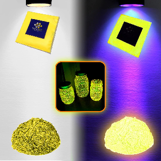 PIGMENT FLUORESCENT UV (Poudre fluorescente) - JAUNE - 20 gr-Lire la description