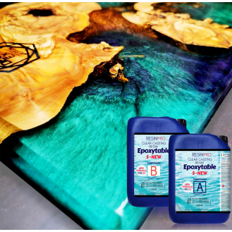 EPOXYTABLE 5-FIVE Résine Epoxy pour Tables  Coulées parfaites jusquà 5 cm - 9 KG-Lire la description