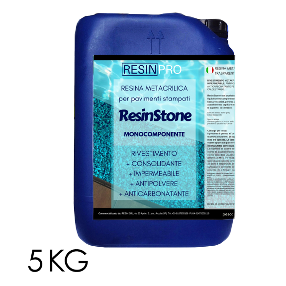 RESINSTONE RESINE METHACRYLIQUE MONOCOMPOSANTE pour sols imprimés - 5 KG-Lire la description