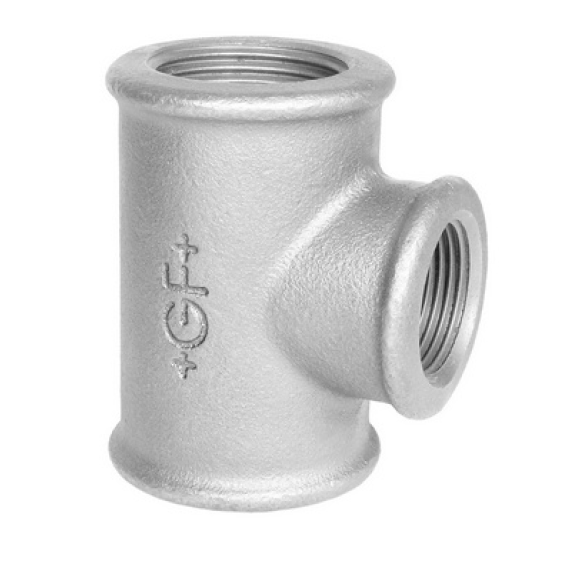 Raccord fileté/taraudé - Té réduit - Fonte Galva - 4" x 3" x 4" F - Pmax: 20 bar-Lire la description