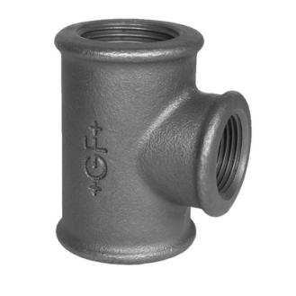 Raccord fileté/taraudé - Té réduit - Fonte Noire - 3/4" x 1" x 1/2" F - Pmax: 20 bar-Lire la description