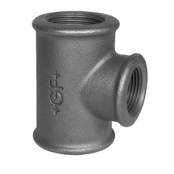 Raccord fileté/taraudé - Té réduit - Fonte Noire - 3/4" x 3/8" x 1/2" F - Pmax: 25 bar-Lire la description