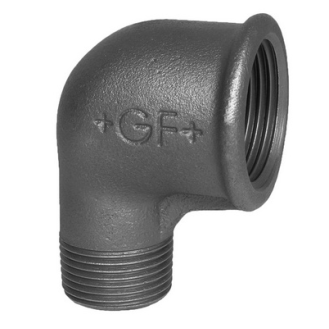 Raccord fileté/taraudé - Coude 90° réduit - Fonte Noire - 3/4" F x 1" M - Pmax: 20 bar-Lire la description