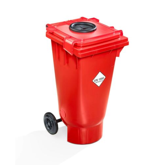 Collecteur avec orifice, certification UN pour aérosols vides ou entamés, 120 litres-Lire la description