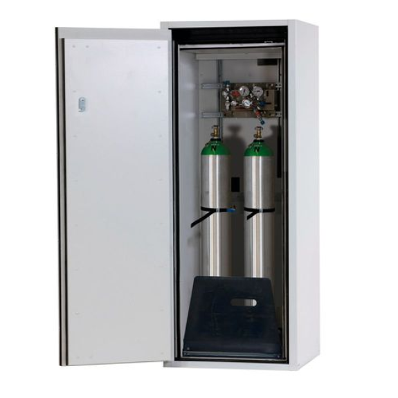 Armoire pour bouteilles de gaz coupe-feu G90.6-10, largeur : 600mm, charnières à gauche, grise-Lire la description