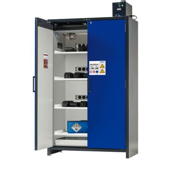Armoire pour charger des batteries lithium-ion, SmartStore-CH, coupe-feu, type 124-L, 4 caillebotis-Lire la description