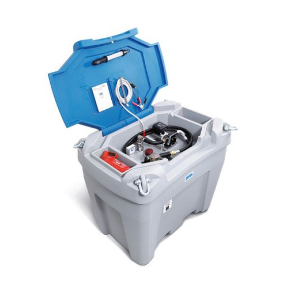 Réservoir pour gazole mobile, 450 litres, 12 V, gris/bleu, avec compteur de débit digital-Lire la description