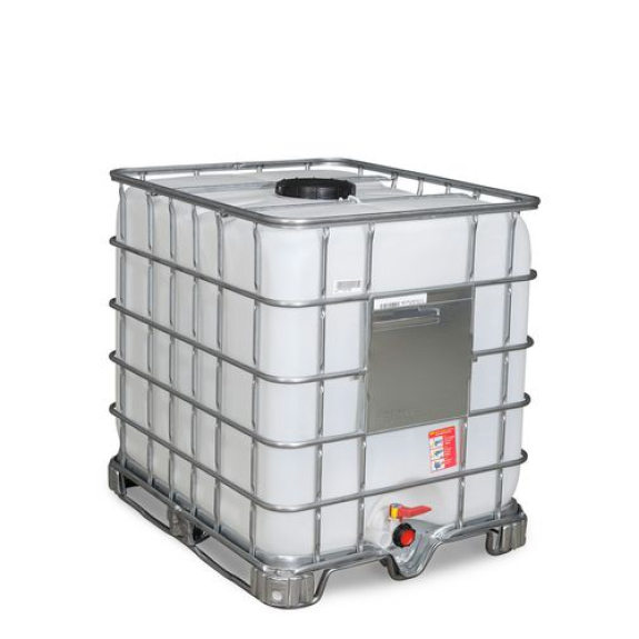 Cuve Recobulk IBC, patin en acier, 1000 litres, ouverture DN 225, sortie DN 50 Cuve Recobulk IBC, patin en acier, 1000 litres, ouverture DN 225, sortie DN 50-Lire la description