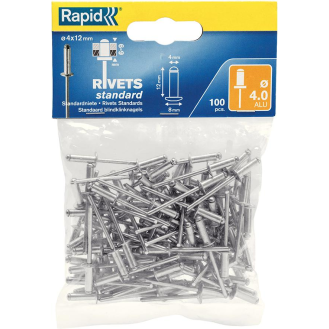 Blindnieten Standard Ø 4 x 12 mm 100 Stk. Beutel-Beschreibung lesen