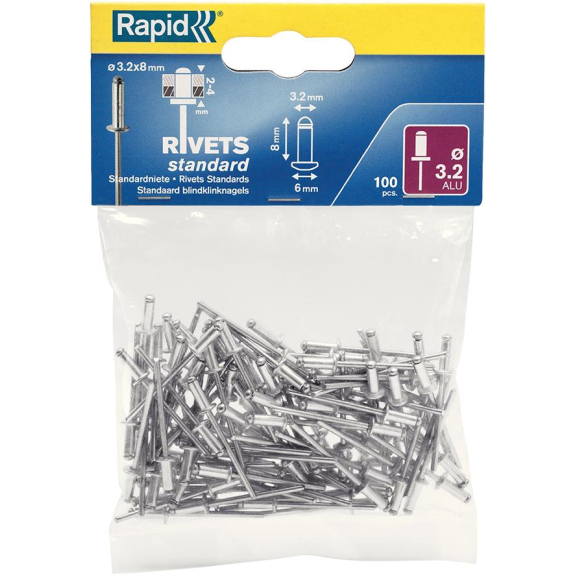 Blindnieten Standard Ø 3,2 x 8 mm 100 Stk. Beutel Blindnieten Standard Ø 3,2 x 8 mm 100 Stk. Beutel-Beschreibung lesen