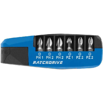 25111 - Caja de 7 puntas con carraca Ratchdrive (PH/PZ) en caja dispensadora-Leer más