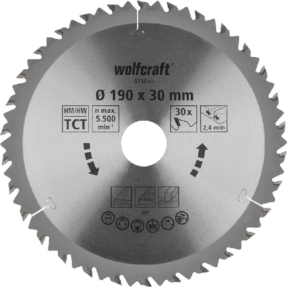 1 disco de sierra circular CT. 30 dientes  190 mm 6736000-Leer más