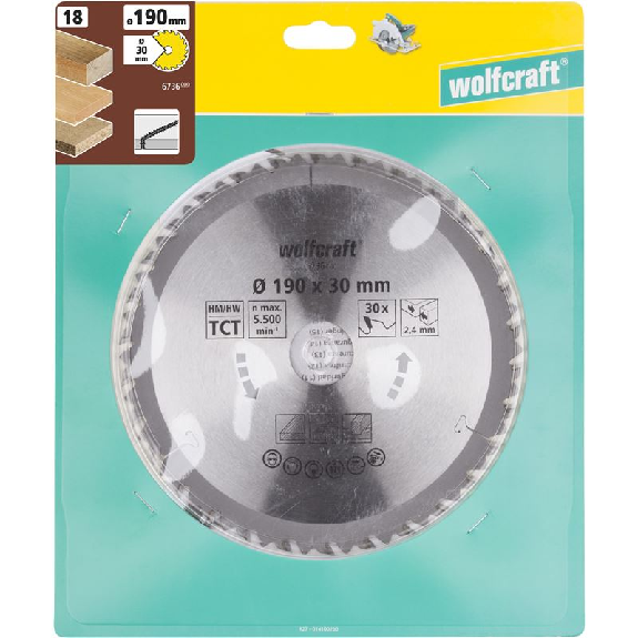 1 disco de sierra circular CT. 30 dientes  190 mm 6736000-Leer más
