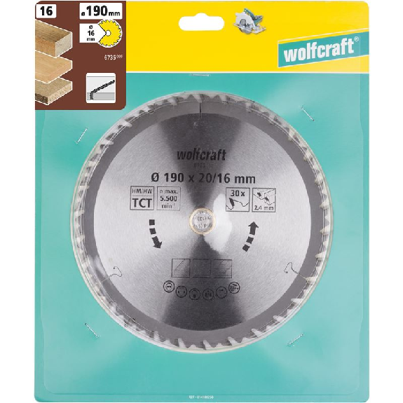 1 disco de sierra circular CT. 30 dientes  190 mm 6735000-Leer más