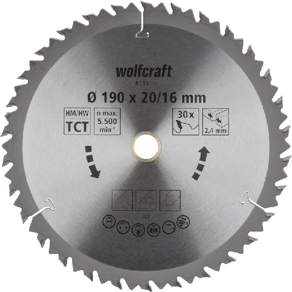 1 disco de sierra circular CT. 30 dientes  190 mm 6735000-Leer más