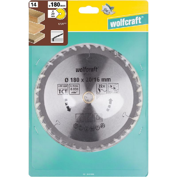 1 disco de sierra circular CT. 22 dientes  180 mm 6734000-Leer más