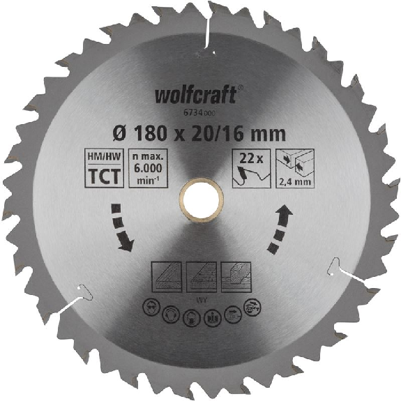 1 disco de sierra circular CT. 22 dientes  180 mm 6734000-Leer más