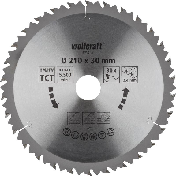 1 disco de sierra circular CT. 30 dientes  210 mm 6737000-Leer más