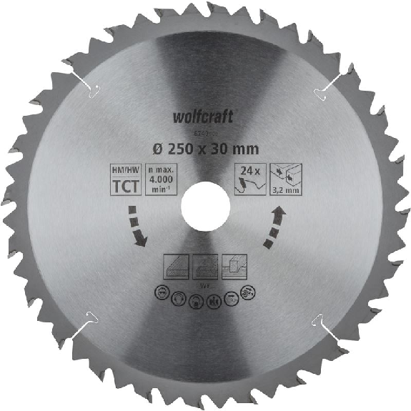 1 disco para sierras circulares de mesa CT. 24 dientes  250 mm 6740000-Leer más