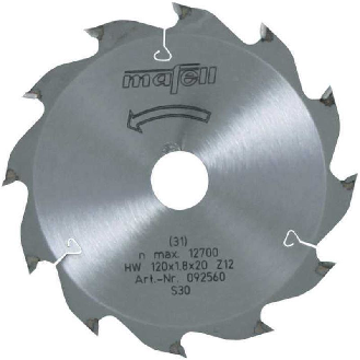 Mafell Sgeblatt-HM, 120 x 1,2/1,8 x 20 mm, Z 12, WZ, fr Lngsschnitte in Holz-Beschreibung lesen