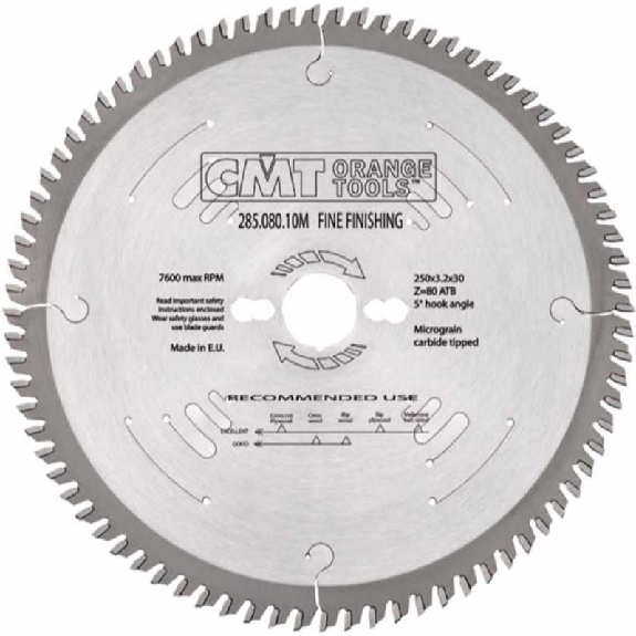 Sierra circulaire 250x3.2x30 Z: 80 ATB 15 ° Silence-Beschreibung lesen