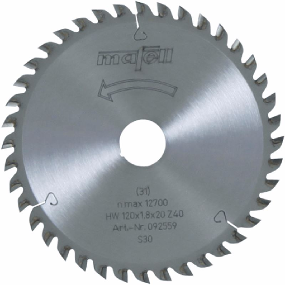 Mafell Sgeblatt-HM, 120 x 1,2/1,8 x 20 mm, Z 40, FZ/TR, fr schnitte in Holz Mafell Sgeblatt-HM, 120 x 1,2/1,8 x 20 mm, Z 40, FZ/TR, fr schnitte in Holz-Beschreibung lesen