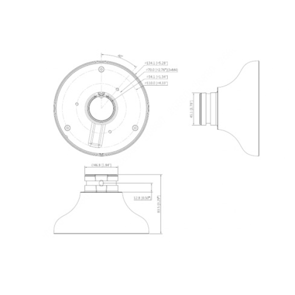 Dahua - PFA107 - Zubehör - Aufhängeadapter, - Material: Aluminium - Gewicht: 0,29kg -Maximale Traglast: 1kg - Abmessung-Beschreibung lesen
