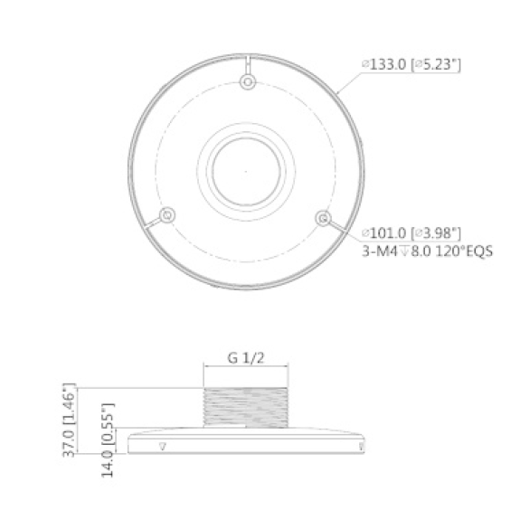 Dahua - PFA103 - Zubehör - Aufhängeadapter, Material: Aluminium, Hängehalterung Adapter, Modernes Design, Gewicht: 0,13-Beschreibung lesen