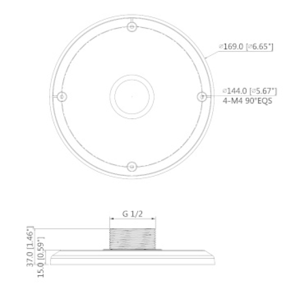 Dahua - PFA102 - Zubehör - Aufhängeadapter, Material: Aluminium, Aufhängeadapter, Modernes Design, Maße (D x H): Ø 169-Beschreibung lesen